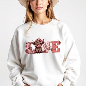 Love West Highland Cow Adorable: Valentine’s Day Sweatshirt white S M L XL new